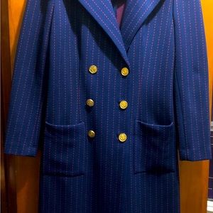 Vintage Striped 70s Butte Knit Polyester Double Breasted Nautical Themed Jacket